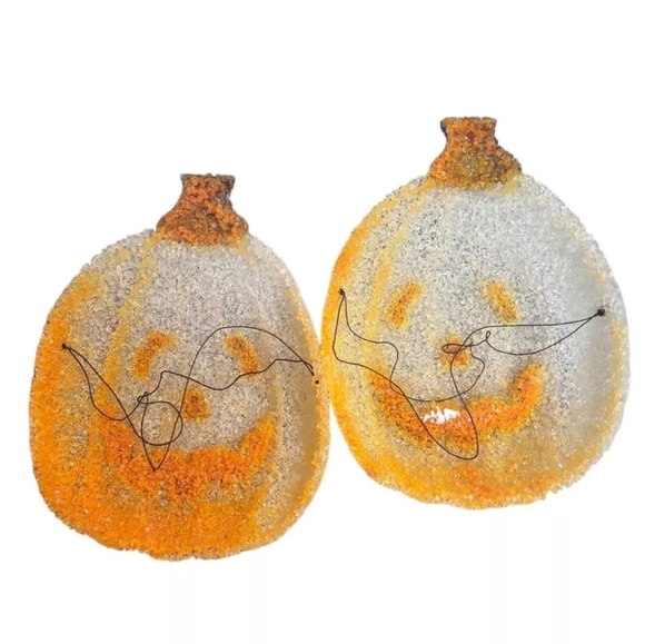 Halloween Jack-O'-Lantern Porch Light Covers 2 Melted Plastic 12×9 Adjustable - Picture 4 of 6